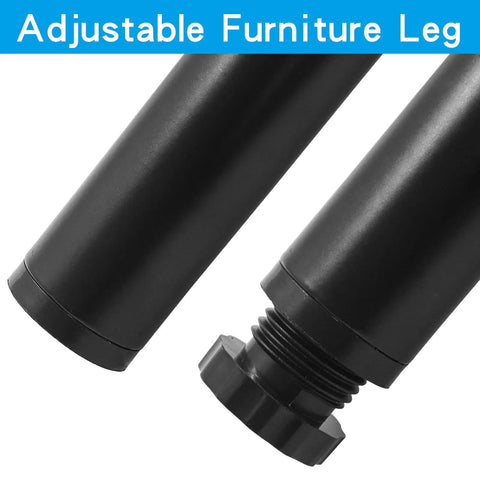 Heavy Duty Adjustable Furniture Legs Eight Inch Steel Cabinet Feet Black Metal Drawer Supports With Swivel Base For No Sweat Diy Setup And Top Shelf Home Improvement Cabinet Upgrade Today close-up of adjustable steel legs.