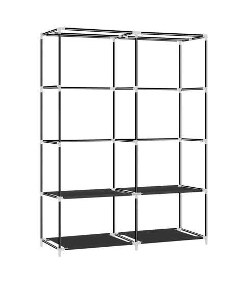 Space Saving Portable Wardrobe Closet With 43 Inch Frame Non Woven Cover Two Hanging Rods And Dual Storage Shelves In Brown Quick And Easy Assembly For Clothes Organization without cover
