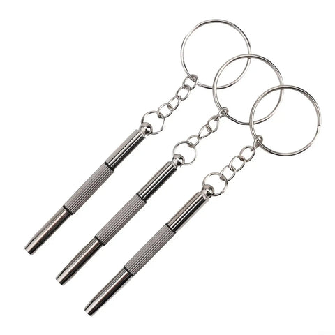 Eyeglass Repair Screwdriver Set 3 In 1 Flathead Phillips Star Nut Driver On The Go Keychain Portable Silver 3 Pack For Glasses Watches And Phones