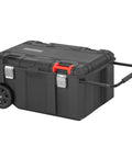 VersaStack 30 Gallon Quick Access Rolling Tool Chest With Half Lid Top For Fast Tool Access And Easy Reach Of Large Tools Built Tough With Durable Heavy Duty Storage On Wheels, side view