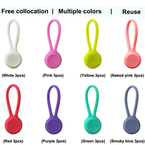 Must Have Magnetic Cable Clips Set For Tidy Cables And Keychains Ultra Strong Magnets Hold USB Cords Headphones And Chargers Silicone Cord Winders 8 Colors 24 Pack Durable Reusable Cable Organizer with assorted color options