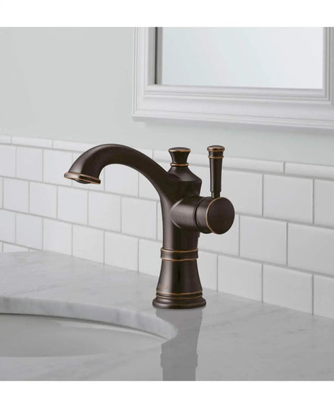 Valdosta Venetian Bronze 1 Handle 4 Inch Centerset WaterSense Bathroom Faucet With High Arc Spout ADA Compliant Fits 1 Or 3 Hole Mount