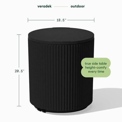 2-In-1 Outdoor Cooler Side Table In Black, Keeps 48 Cans Cold For 12 Hours, 40L Ice Capacity, Modern Patio Table With Built-In Cooler