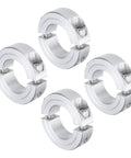 Top-Notch Aluminum Double Split Clamp-On Shaft Collars for 1-Inch Shafts - 4-Pack Set shown with secure set screws