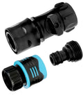 SwiftFlusher Outboard Quick Connect Flush Kit For Yamaha And Honda Engines showing black and blue connectors on white background