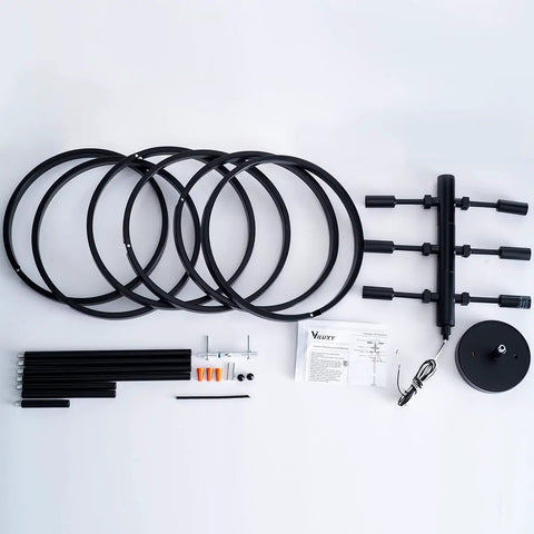 Components of Contemporary Black Sputnik Chandelier Ceiling Light 6 Light Mid Century Geometric Circle Pendant