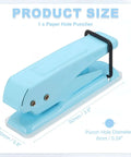 One Quarter Inch Hole Punch Handheld Heavy Duty Metal Paper Punch for Tags DIY Projects Crafts Scrapbook Tickets Blue with Ergonomic Non Slip Grip