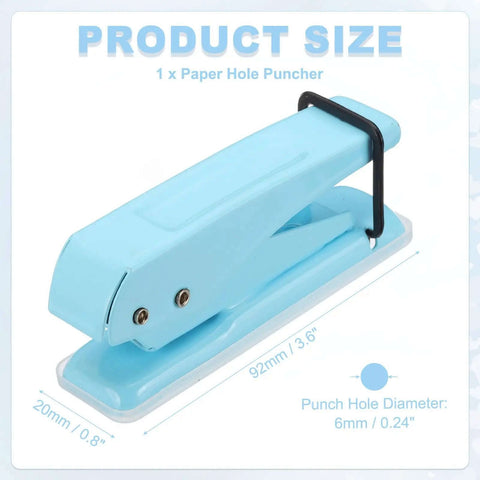 One Quarter Inch Hole Punch Handheld Heavy Duty Metal Paper Punch for Tags DIY Projects Crafts Scrapbook Tickets Blue with Ergonomic Non Slip Grip