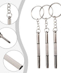 Eyeglass Repair Screwdriver Set 3 In 1 Flathead Phillips Star Nut Driver On The Go Keychain Portable Silver 3 Pack For Glasses Watches And Phones