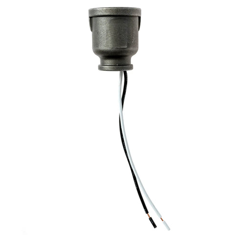 Pipe Lamp Socket For Half Inch NPT Pipe In Black Or Galvanized Finish, Prewired With 6 Inch 18 Gauge Leads, Supports Up To 75 Watts
