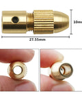 Grab These Awesome 6 Sets Of Brass Mini Drill Collets With Secure 4 Jaw Clamping For Electric Motors, 27.55mm long, and 10mm wide.