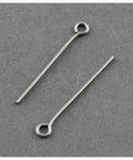 100pcs 304 Stainless Steel Eye Pins 50mm 2 Inch 21 Gauge Jewelry Findings For DIY Crafts Waterproof Hypoallergenic Tarnish Resistant Durable Surgical Grade Skin Safe, two eye pins