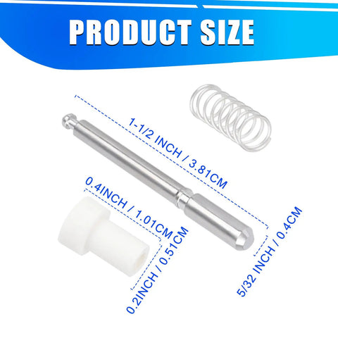 50 Pack Window Screen Plunger Latches Bully Tough Retainer Clips 5/32 X 1 1/2 Inch Aluminum Alloy Spring Pins with sizing details.