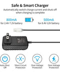 Two In One RC Battery Charger For NiMH NiCD Packs From 2.4V To 12V Universal Charger With Tamiya Connector and icons for features
