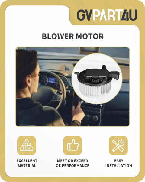 Premium Front Blower Motor For Toyota Sequoia 2008-2022 And Sienna 2011-2017, shown with vehicle interior and controls.