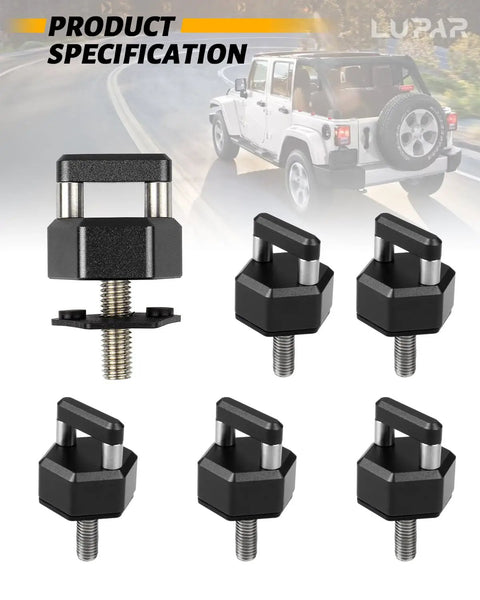 Badass Quick Swap Thumb Screws With Heavy Duty D Ring Knobs Premium Aluminum Alloy Hardtop Bolts set, matte black for Jeep Wrangler.
