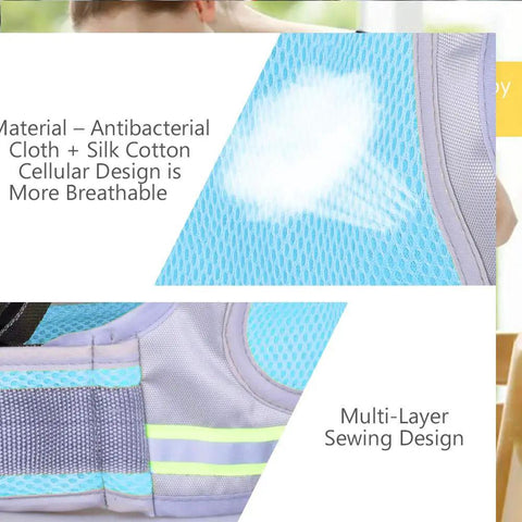 Close-up of Kid Motorcycle Safety Harness with antibacterial cloth showcasing breathable and multi-layer sewing design.
