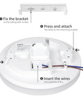 Installation steps for Eight Point Seven Inch LED Ceiling Light Flush Mount Waterproof IP54 1500 LM 15W 5000K Fixture