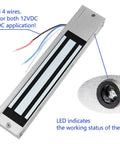 Outdoor Waterproof Magnetic Door Lock 12V 24V 600lbs Holding Force with Z and L Brackets for Access Control Gate Opener Fail Safe Electromagnetic Door Lock Heavy Duty, showing pre-wired 4 wires and LED indicator.