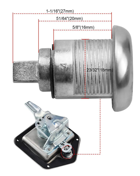 One Key For All Toolbox Locks 4 Pack Keys Alike 5 8 Inch Lock Cylinders fit T Handle tool boxes with measurements.