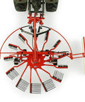 Top view of Kuhn GA 4731 GM 1:32 Scale Single Rotor Rotary Rake Die Cast Farm Implement Accessory For Tractor Models with precise detailing.