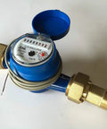 AS250U 100P 1 Inch Water Meter With Pulse Output for Inline Horizontal Mount, blue and brass, for home plumbing