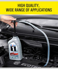Hand Transfer Fluid Pump For Transmission Gear Oil And Differential Fluids in use with a Mobil 1 oil container.