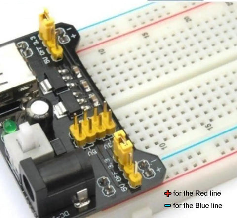 Kickstart Your Prototypes With This Straight Up Dope 3.3V 5V MB102 Breadboard Power Supply Module With No Fuss Toggle Switch And Battery Cable Perfect For Arduino Tinkering Smooth Operation Always On Tap Pack Of Three on a breadboard