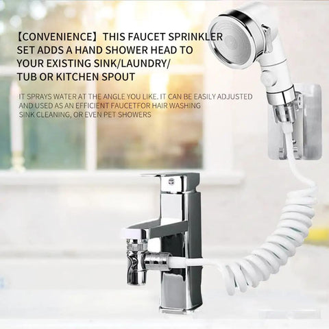 Sink Faucet Sprayer Hose Attachment Handy Rinser Shower Head Set For Washing Hair Pets Baby Bath And Kitchen Cleanup installed