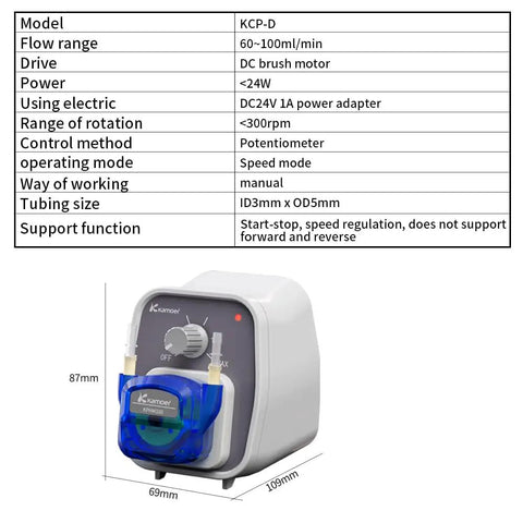 Kcp Peristaltic Pump 24V Dc, Variable Flow Rate Controller 50-100Ml Min, Compact Liquid Transfer Device For Homebrews, Labs, And DIY Fluid Projects With Easy Tubing Replacement