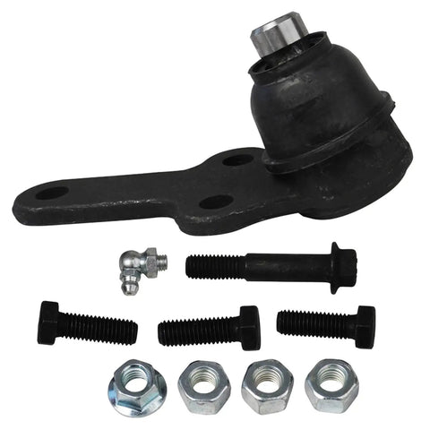 Two Piece Front Lower Ball Joints Replacement Kit For 2004 To 2011 Ford Focus Built After April 2004 Production Date Direct Fit OE Quality Front Suspension Upgrade With Two Front Lower Ball Joints, black steel joint with bolts and nuts