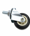 RuiJOTWAT 4Pcs Caster Wheels for Oil-Filled Radiators Swivel Casters with Brakes Easy Installation Replacement Wheels for Electric Heaters and Furniture Silver close-up of swivel caster with wheel and mounting stem.