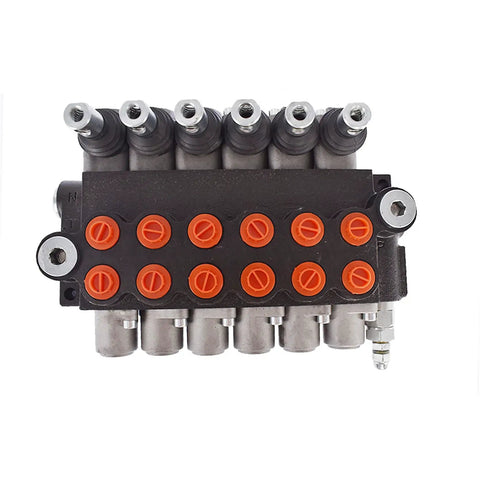 Six Spool Adjustable Hydraulic Double Acting Monoblock Control Valve For Tractor Loader Built Tough Workhorse 11 GPM 3600 PSI
