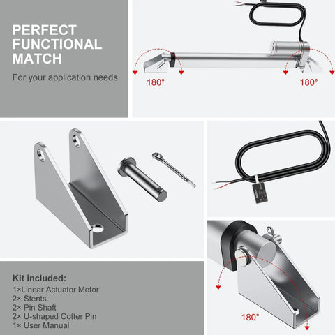 Beefy 12V Heavy Duty Linear Actuator 330 LBS 1500N 12 Inch Stroke Silent IP65 With Brackets components overview