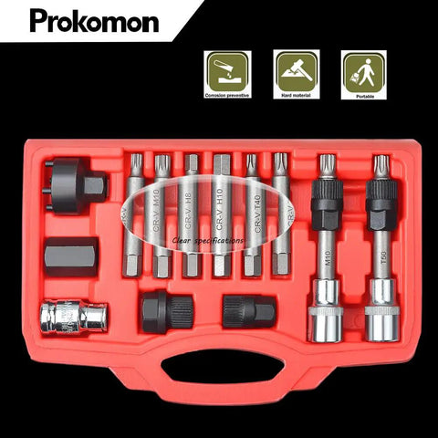 13 Piece Alternator Pulley Tool Kit For Car Maintenance Heavy Duty Decoupling And Pulley Removal Set Pro Grade Chrome Vanadium Steel