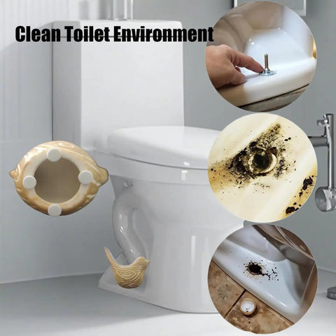 Ceramic Bird Toilet Bolt Covers Decorative Screw Caps covering exposed bolts in a clean bathroom, showing sturdy ceramic build.