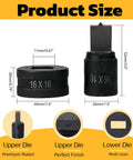 Rectangle Die For CH-70 Hydraulic Press Heavy Duty Metal Punch Die 15x20mm, product size details in yellow background