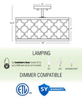 Diagram of Dope 16 Inch 3 Light Modern Semi Flush Mount Ceiling Light With Metal Drum Shade In Warm Brass And Black Finish, dimensions shown.