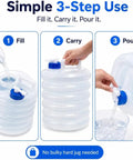 Collapsible Water Container With Spigot Foldable Portable Jug With Handle Leakproof Camping Water Storage Dispenser Usage Steps