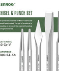 12 Piece Punch And Chisel Set With Carrying Case For Metalworking Including Flat Chisels Center Punches Pin Punches And Conical Punch
