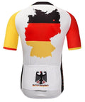Cycling jersey with German flag design on the back, featuring black, red, and yellow map and sleeves, with eagle emblem on lower back.