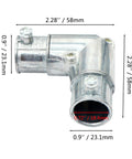 Ten Pack One Half Inch EMT To EMT 90 Degree Inside Corner Pulling Elbows Zinc Die Cast Conduit Fittings Cap Elbow With Set Screw Combo Head CULus Listed, shown with dimensions and set screws