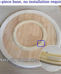 Wooden Lazy Susan Tabletop Rotating Tray For Dining And Serving, Smooth Swivel Turntable base with anti-slip foot mats visible.