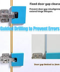 Magnetic Door Hinge Jig No Drill Installation And Precise Alignment Adjustable Guide installed on cabinet hinge with 2mm gap.