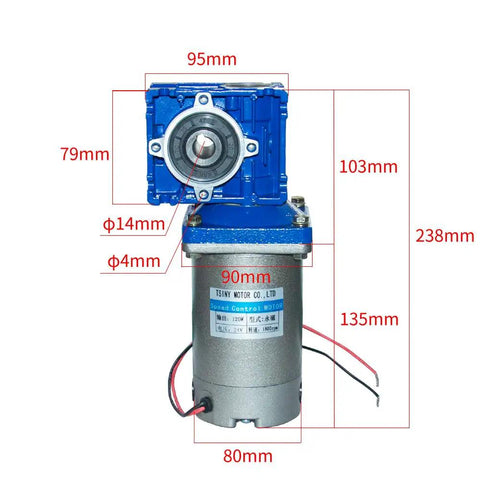 Top Shelf 90VDC Worm Geared Motor Delivering 120 Watt Output And Rock Solid 90 RPM Speed Reducer With Heavy Duty 480Kg Cm Torque Paired With A Slick Twenty To One Gearbox Arrangement
