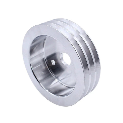 Beefy Chrome Polished Aluminum 2 Groove Short Water Pump And 3 Groove Crank Pulley Kit for Small Block Chevy SBC 265 283 305 327 350 383 400