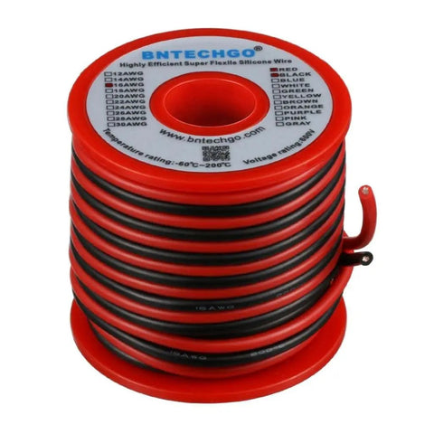 16 Gauge Silicone Wire Dual Color Spool Red And Black 25Ft Each Flexible 16 AWG Stranded Tinned Copper Wire Two Conductors