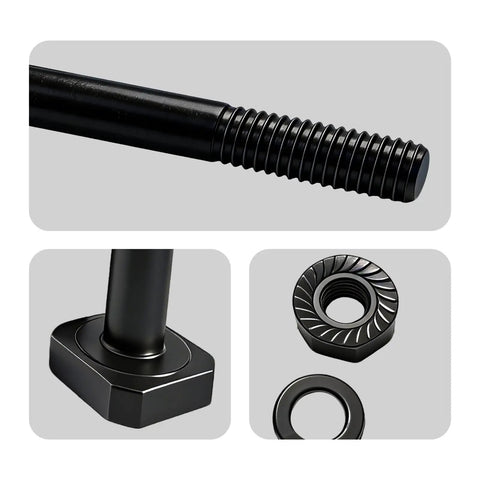 Close-up of Rock Solid Alternator Lower Mounting Bolt Nut And Washer Kit Fits Hyundai Elantra Accent Tucson And Kia Rio Spectra Sportage Hardcore Steel Oe 3745122000.