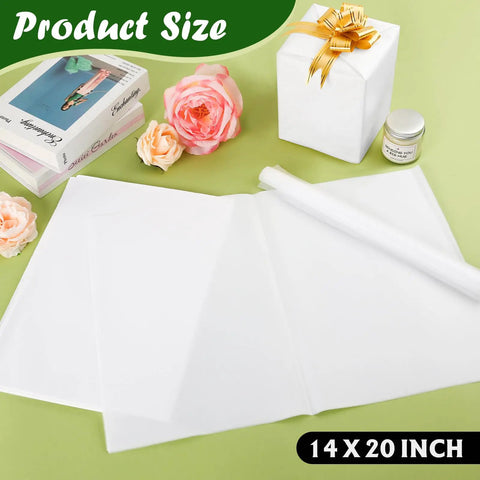 Bulk 200 Sheets White Tissue Paper 14x20 Inches For Gift Wrapping And Packaging Perfect For Gift Bags Crafts Party Decor Holidays Weddings And Creative DIY Projects shown with gift items