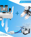 No Fuss Pneumatic Steel Strapping Machine Featuring Steady Tensioner And Quick Auto Cutter Heavy Duty Metal Strap Baler For 19mm Banding showing air pump connection and nozzle interface.